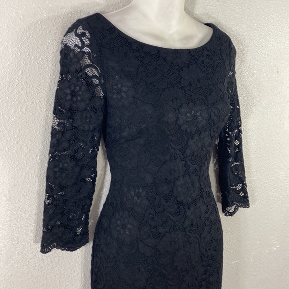 White House Black Market Black Lace 3/4 Sleeve Sheath Dress XXS DD2 - Picture 5 of 12